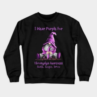 I Wear Purple For Fibromyalgia Awareness Gnome Crewneck Sweatshirt